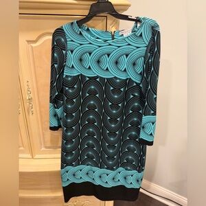 Elegant Black and Blue Patterned Dress